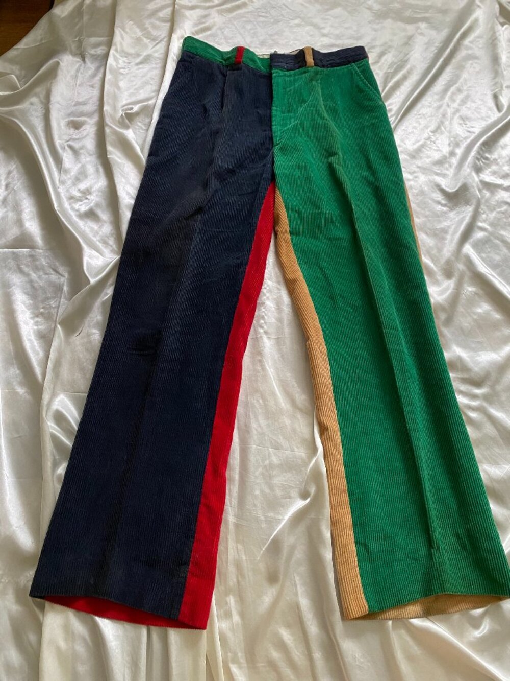 VTG 1980s Corduroy Patchwork Color Block Pants David Brooks Talbots 16 Preppy
